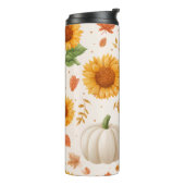Waterverf Herfst Pompoenen & Zonnebloemen Patroon Thermosbeker (Gedraaid links)