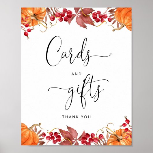 Waterverf herfst pompoenkaarten en geschenken poster (Voorkant)