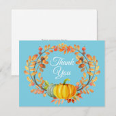 Waterverf Herfst Pumpkin Blue Hartelijk dank Bedankkaart (Voorkant / Achterkant)