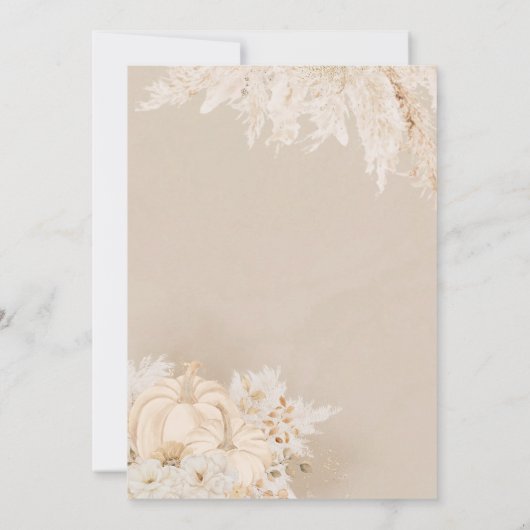 Waterverf Herfst Pumpkin Boho Pampas Baby shower Kaart (Achterkant)