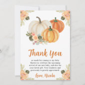 Waterverf Herfst Pumpkin en Cactus Baby shower Bedankkaart (Voorkant)