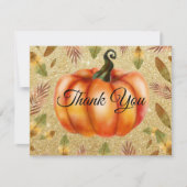Waterverf Herfst Pumpkin Gold Glitter Sinaasappel Bedankkaart (Voorkant)