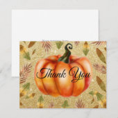 Waterverf Herfst Pumpkin Gold Glitter Sinaasappel Bedankkaart (Voorkant / Achterkant)
