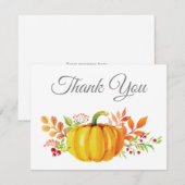Waterverf Herfst Pumpkin - Hartelijk dank Bedankkaart (Voorkant / Achterkant)