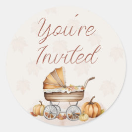 Waterverf Herfst Pumpkin U bent uitgenodigd Ronde Sticker