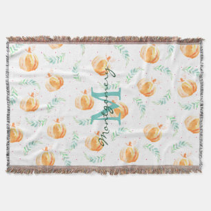 Waterverf Herfst Pumpkins & Laurels Familienaam Deken