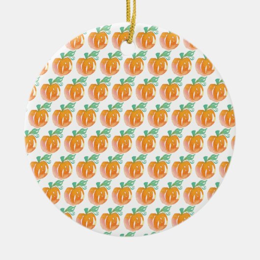 Waterverf Herfst Pumpkins Oranje Pattern Keramisch Ornament (Voorkant)