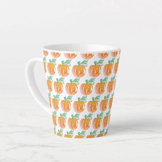 Waterverf Herfst Pumpkins Oranje Pattern Latte Mok (Linkerhoek)