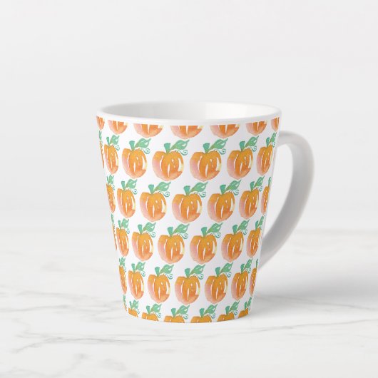 Waterverf Herfst Pumpkins Oranje Pattern Latte Mok (Rechterhoek)
