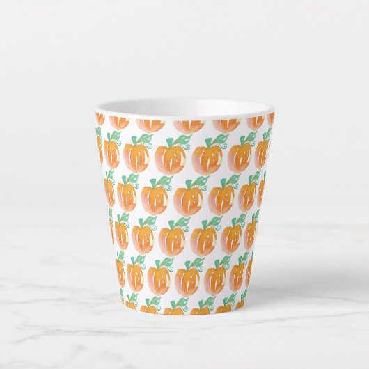 Waterverf Herfst Pumpkins Oranje Pattern Latte Mok (Voorkant)