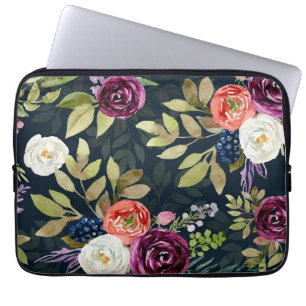 Waterverf Herfst Rozen Patroon Laptop Mouw Laptop Sleeve