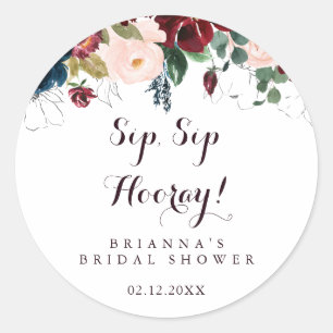 Waterverf Herfst Sip Sip Hooray Bruiloftsborrel Ronde Sticker
