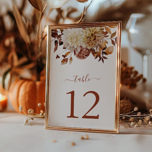 Waterverf Herfst Terracotta Botanical Wedding Tabl Kaart