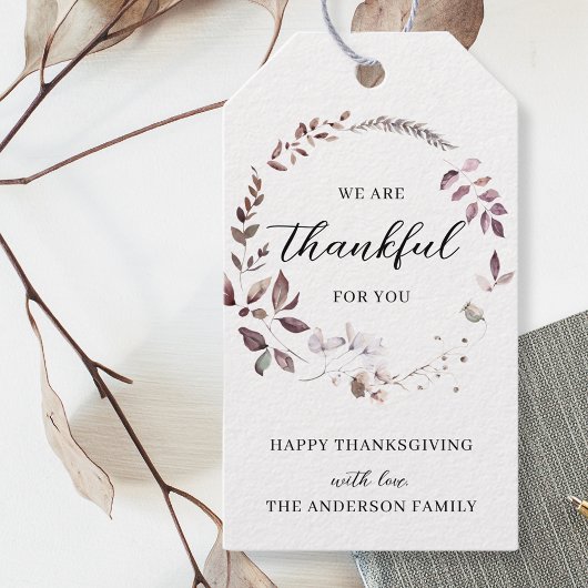 Waterverf Herfst Thanksgiving Dankbaar voor U Cadeaulabel