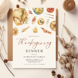 Waterverf herfst Thanksgiving diner Kaart