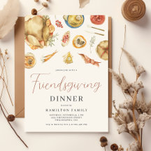 Waterverf Herfst Thanksgiving Diner Vrienden