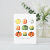 Waterverf Herfst Thanksgiving Pumpkin Briefkaart (Staand voorkant)