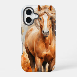 WATERVERF HERFST THEMA PAARD IN HET BOS iPhone 16 HOESJE