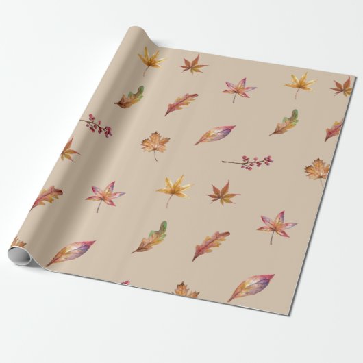 Waterverf herfst, valleien en bessen cadeaupapier (Uitgerold)
