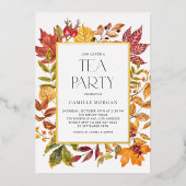 Waterverf herfst verlaat Lijst bruids thee party Folie Uitnodiging (Voorkant)