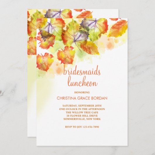 Waterverf herfst verlaat uitnodiging (Voorkant / Achterkant)