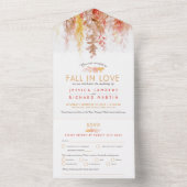 Waterverf herfst verliefd op bruin rood geel meel  all in one uitnodiging (Binnen)