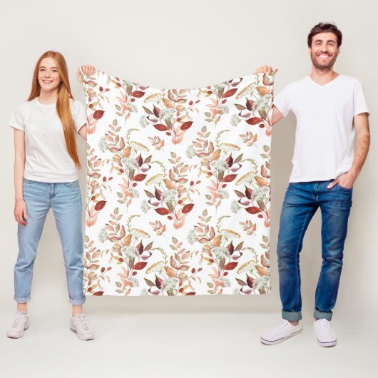 Waterverf Herfst Wilde Bloem Fleece Deken (In situ)