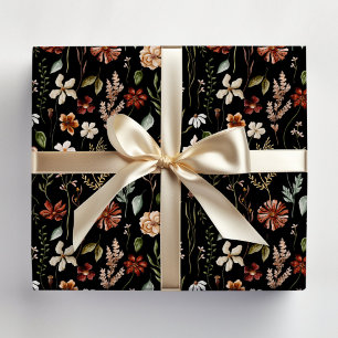 Waterverf Herfst Wilde Bloem Tuin Bloemmotief Inpakpapier Vel