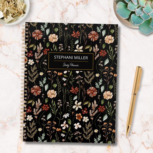 Waterverf Herfst Wilde Bloem Tuin Bloemmotief Planner