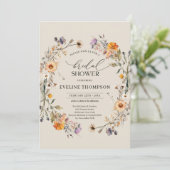 Waterverf herfst wilde bloemen krans blauw sinaasa kaart (Staand voorkant)