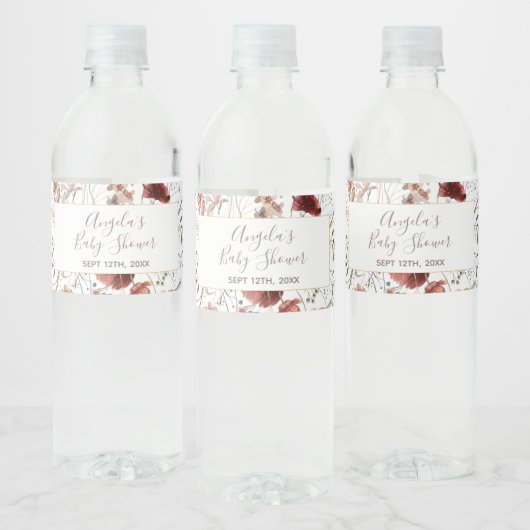 Waterverf herfst Wilde bloemen Water Fles Label Waterfles Etiket (Flessen)