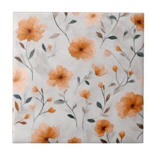 Waterverf Herfst Wildflowers Minimalistische Bloem Tegeltje
