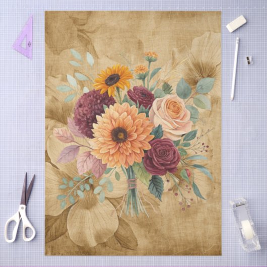 Waterverf Herfst Wildflowers op perkament Tissuepapier (Craft)