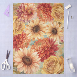 Waterverf Herfst Wildflowers op perkament Tissuepapier