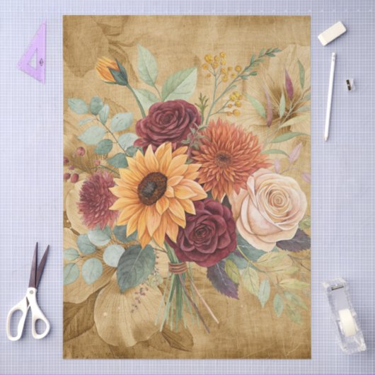 Waterverf Herfst Wildflowers op perkament Tissuepapier (Craft)