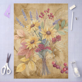 Waterverf Herfst Wildflowers op perkament Tissuepapier