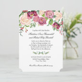 Waterverf Herfst Winter Burgundy Floral Roos Leaf Kaart (Staand voorkant)