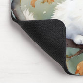 Waterverf herfst witte kat muismat (Hoek)