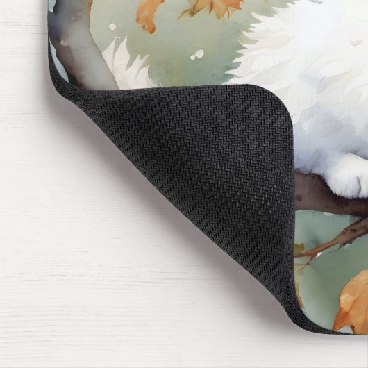 Waterverf herfst witte kat muismat (Hoek)