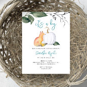 Waterverf Herfst Woodland Baby Jongensdouche Kaart