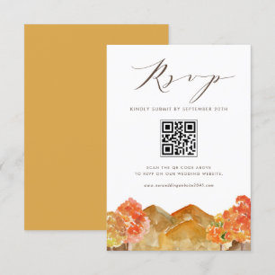 Waterverf Herfst Woodlands Bruiloft QR Code RSVP Kaartje