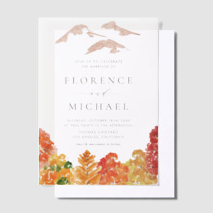 Waterverf herfst Woodlands herfst bruiloft Vellum Uitnodigingen