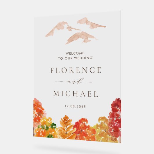 Waterverf herfst Woodlands herfst bruiloft welkom Acryl Bord (Hoek)