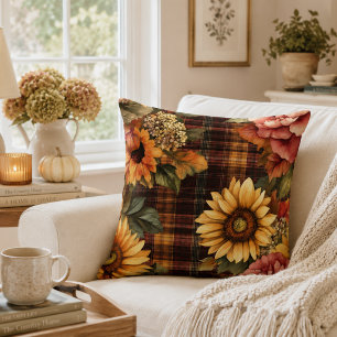 Waterverf Herfst Zonnebloemen & Bloemen Plaid Kussen