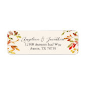 Waterverf herfstbladeren bruiloft retouradres etiket (Voorkant)