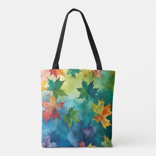Waterverf herfstbladeren Canvas tas (Achterkant)