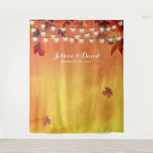 Waterverf herfstbladeren elegante herfstbruiloft wandkleed (Voorkant)