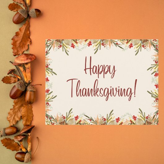 Waterverf herfstbladeren en bessen Thanksgiving Briefkaart