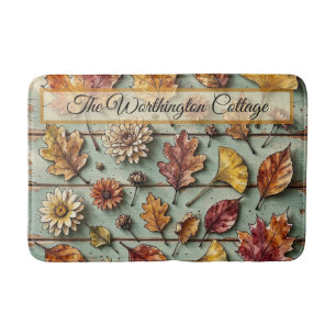 Waterverf herfstbladeren en hout roestige herfst k badmat