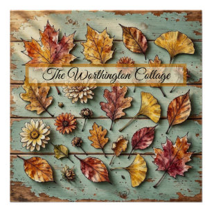 Waterverf herfstbladeren en hout roestige herfst k perfect poster